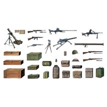 ITALERI 0407 Katonai kiegészítők (aknavető, géppuska, ládák, hátizsákok)
