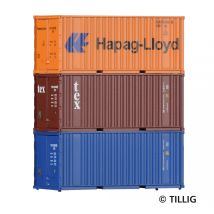 Tillig 07706 Konténer készlet, 3 x 20‘, Hapag-Lloyd/TEX