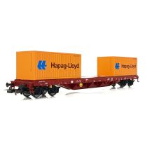PIKO 95363 Konténerszállító kocsi, Rgs, Hapag-Lloyd konténerekkel, MÁV V