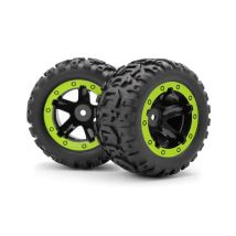 BLACKZON 540094 Slayer ST Wheels/Tires Assembled (Black/Green)