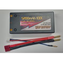VANT Akku LiPo 7,4v 5200mAh 100C Shorty keménytokos