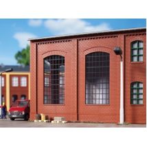 Auhagen 80509 Fal-elemek 2342N piros, ipari ablakok E /Wände 2342N rot, Industriefenster E/