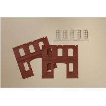 Auhagen 80523 Vörös-falak /2391C/ ipari-ablakok /bal/ /Wände 2391C rot, Industriefenster L/