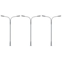 Faller 180120 Utcai ostorlámpa készlet, kétágú, LED-es, hidegfehér, 3 db