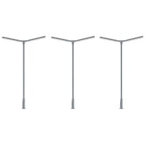 Faller 180122 Modern utcai lámpa készlet,kétágú, LED-es, hidegfehér, 3 db