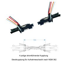 Fleishmann 384438 Elektromos kuplung, 4 pólusú, 1 pár
