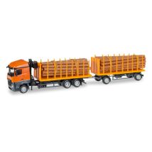 Herpa 306850 Mercedes-Benz Actros Streamspace 2.5 pótkocsis teherautó, farönkrakománnyal