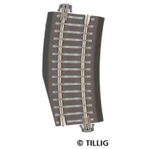Tillig 83723 Ágyazatos íves sín, R22 kiegészítő ív 15'-os balos váltókhoz