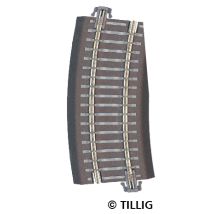 Tillig 83725 Ágyazatos íves sín R12 kiegészítő ív 15'-os jobbosos váltókhoz