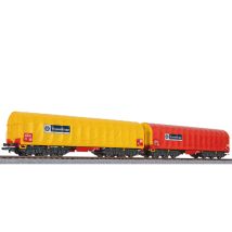 Liliput 230153 Eltolható oldalfalú ponyváskocsi szett, Sahimms-u, Thyssen-Krupp VI