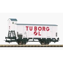 PIKO 54619 Zárt teherkocsi sörszállító, fékházzal, G02, Bier Tuborg, DSB III