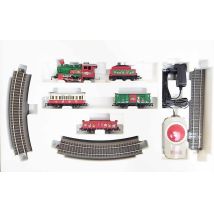PIKO 57081 Kezdőkészlet, Karácsonyi gőzös személy- és tehervagonokkal, ágyazatos sínnel
