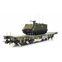 PIKO 96280 Neh&eacute;ztehersz&aacute;ll&iacute;t&oacute; kocsi, Slmmnps, M113 p&aacute;nc&eacute;lossal, SBB-CFF V