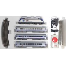 PIKO 97931 Kezdőkészlet, Taurus villanymozdony IC személykocsikkal, PKP VI, ágyazatos sínnel