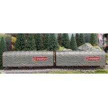 Rivarossi HR6570 Eltolható oldafalú ponyváskocsi-pár, Lails, INDESIT, FS V