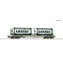 Roco 77342 Tankkonténerszállító kocsi, Sgnss, Lanfer konténerekkel, AAE VI