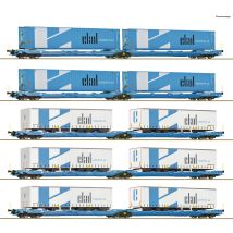 Roco 6600019 Display, Iker-zsebeskocsi készlet, Sdggmrss/T3000e, EKOL konténerekkel, EUROWAGON VI