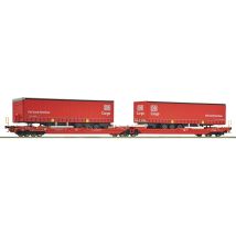 Roco 6600168 Iker-zsebeskocsi, T3000e, Sdggmrs, DB Cargo félpótkocsikkal, DB AG VI
