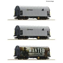 Roco 6680023 Eltolható oldalfalú ponyváskocsi készlet, Shminns, Captrain VI