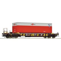 Roco 67598 Zsebeskocsi, T3, Sdgmns, Rail Cargo Austria konténerrel, ÖBB VI