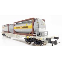 Roco 77340 Tankkonténerszállító kocsi, Sgns, Bertschi konténerekkel, AAE VI