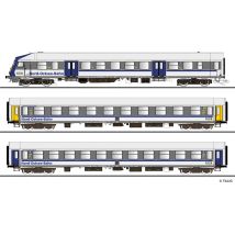 Tillig 01087 Személykocsi készlet, Nord-Ostsee-Bahn, NOB VI, funkciódekóderrel
