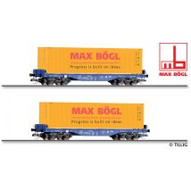 Tillig 01108 Konténerszállító kocsi készlet, Sgmmns 4505, Max Bögl konténerekkel, ERR VI