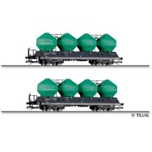 Tillig 01116 Güterwagenset der Transportservics s.r.o. Beroun, bestehend aus zwei Staubsilowagen Uacs 451.1, Ep. VI