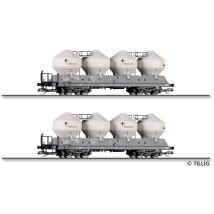 Tillig 01118 Güterwagenset der Holcim (Česko) a.s., bestehend aus zwei Staubsilowagen Uacs 451.1, Ep. VI
