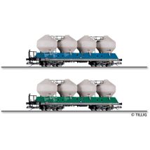 Tillig 01119 Güterwagenset der Raj-Wagon Trenčin spol. s.r.o., bestehend aus zwei Staubsilowagen Uacs 451.1, Ep. VI