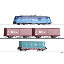 Tillig 01449 Kezdőkészlet, TRAXX dízelmozdony tehervagonokkal, CD Cargo VI