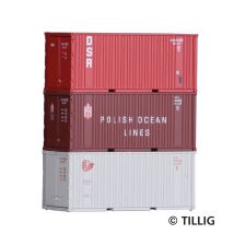 Tillig 07707 Konténer készlet 20‘ konténerekkel
