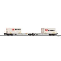 Tillig 18076 Containertragwagen Sggmrs 747 der DB AG, beladen mit zwei Wechselbehältern DB Schenker, Ep. VI
