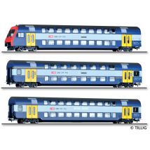 Tillig 70065 Emeletes személykocsi készlet, SBB V, belső világítással