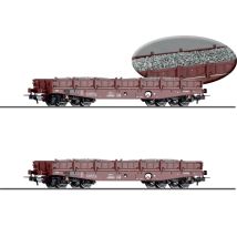 Tillig 70071 Nehézteherszállító kocsi készlet, Rmms 3960, új zúzalékkő rakománnyal, DR IV