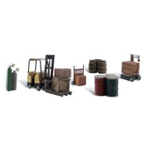 Woodland A1934 Villástargonca, kézikocsi, ládák, hordók