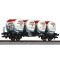 Liliput 235121 Tartályszállító pőrekocsi fékhíddal BTms 55, négy Ddikr 624 söröstartállyal, DB IV
