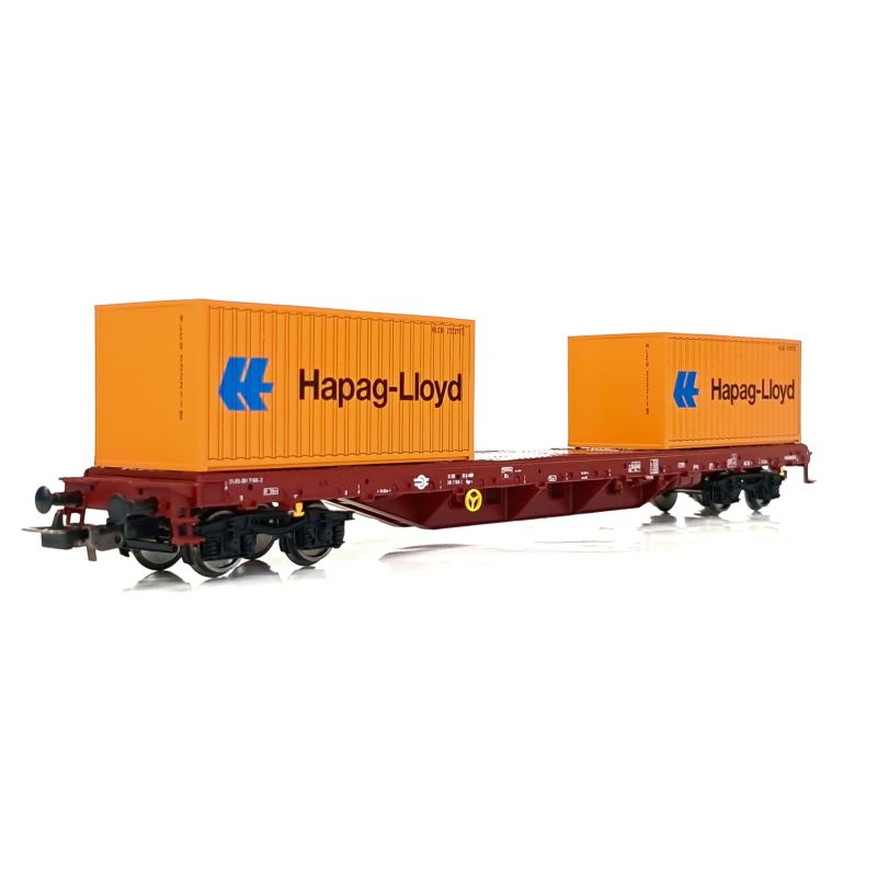 PIKO 95363 Konténerszállító kocsi, Rgs, Hapag-Lloyd konténerekkel, MÁV V
