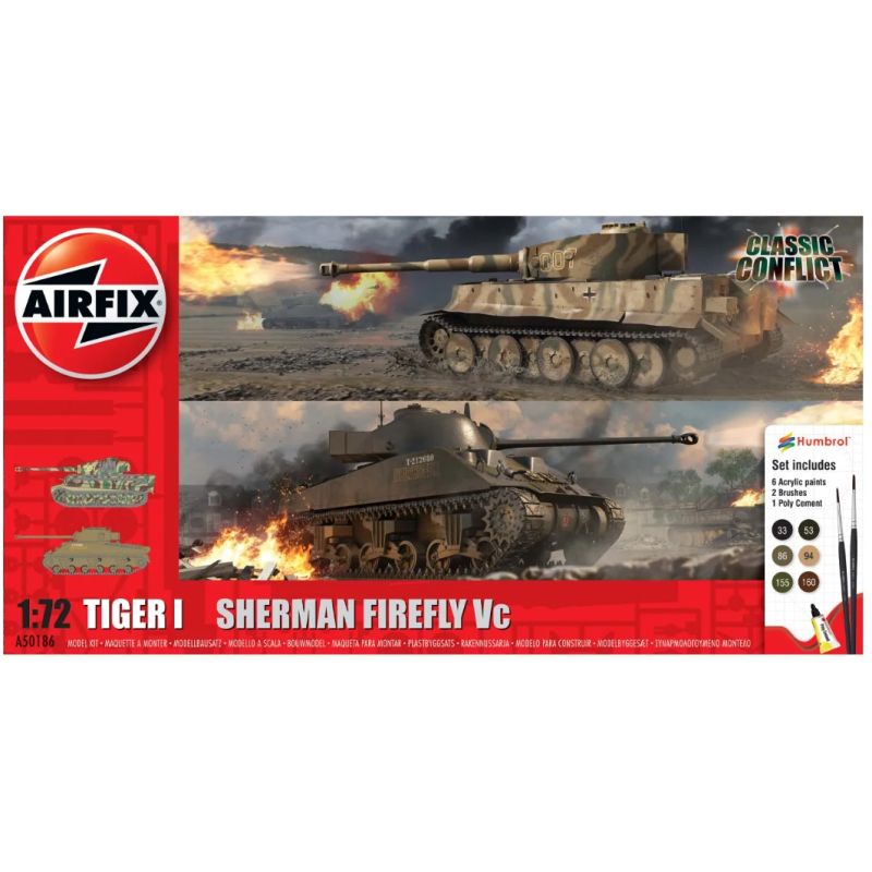 Airfix 50186 Classic Conflict Tiger 1 vs Sherman Firefly makett szett