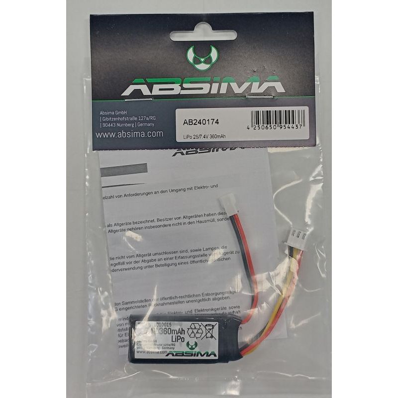 Absima AB240174-1010015 LiPo 2S/7.4V 360mAh akku