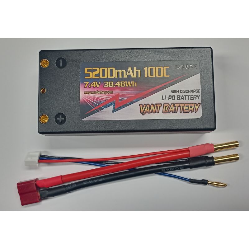 VANT Akku LiPo 7,4v 5200mAh 100C Shorty keménytokos