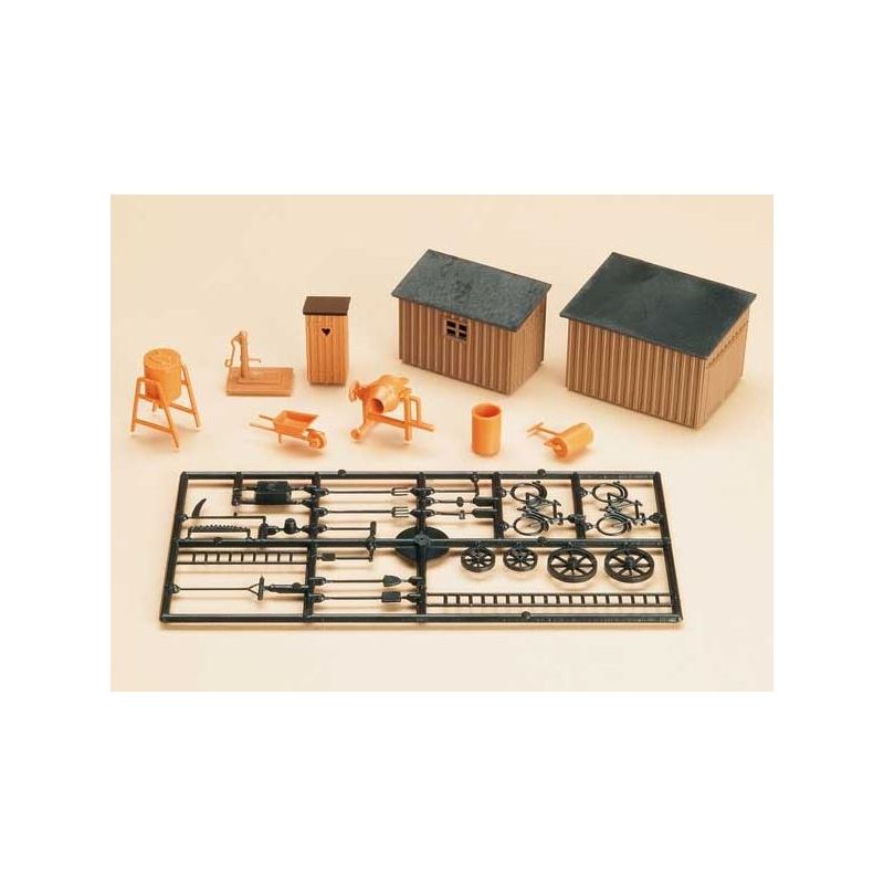 Auhagen 42571 Melléképület, fészer, szerszámok /Toilettenhäuschen, Schuppen, Werkzeug/