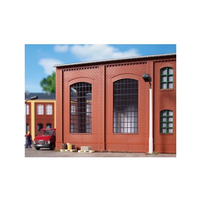 Auhagen 80509 Fal-elemek 2342N piros, ipari ablakok E /Wände 2342N rot, Industriefenster E/