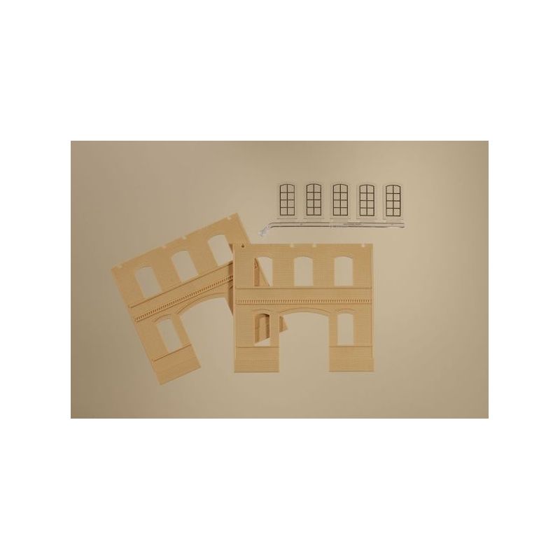 Auhagen 80623 Sárga téglafalak, ipari ablakok /Wände 2391C gelb, Industriefenster L/