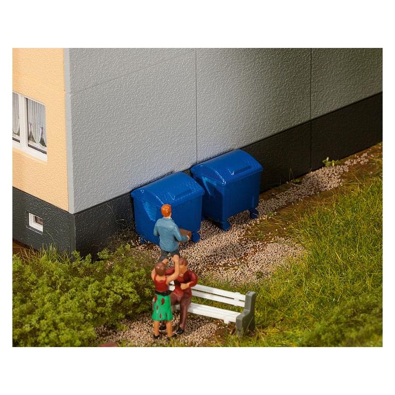 Faller 180914 2 Blaue Mülltonnen