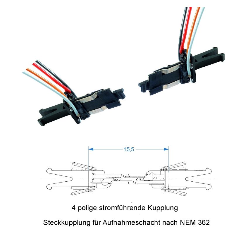 Fleishmann 384438 Elektromos kuplung, 4 pólusú, 1 pár