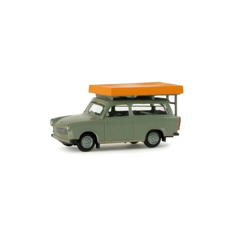 Herpa 024181 Trabant 601 S Universal tetőcsomagtartóval