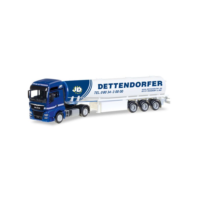 Herpa 307208 Nyerges vontató MAN TGX tartálykocsi, 'Dettendorfer"