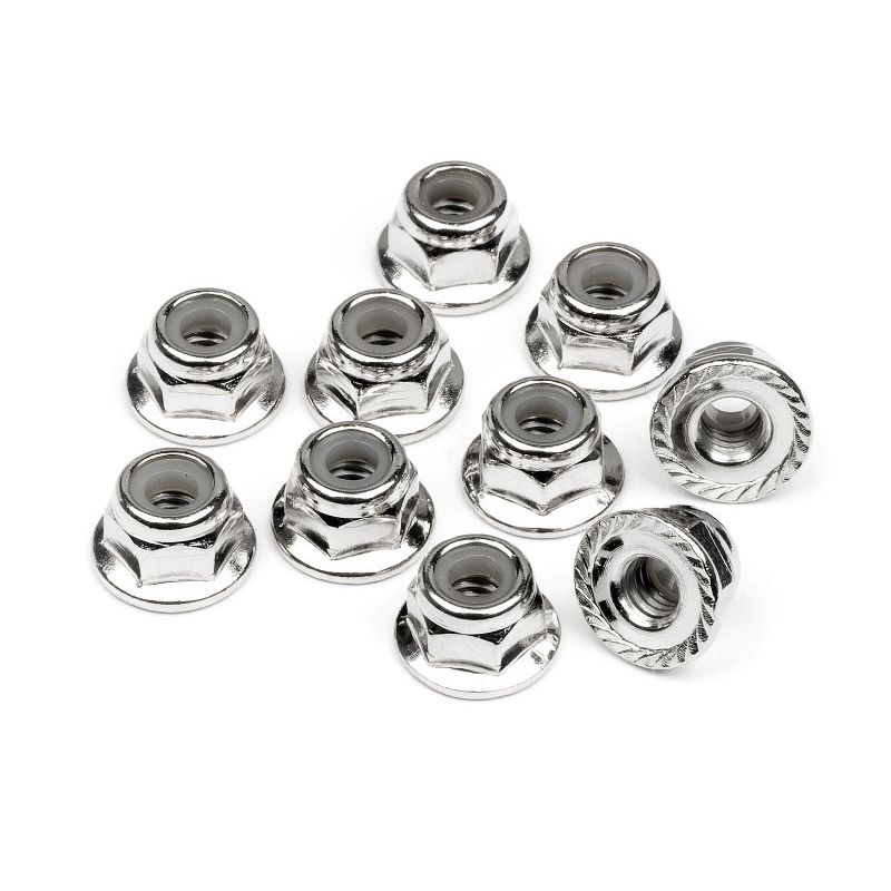 HPI 103729 SERRATED FLANGE LOCK NUT M4 (SILVER/10db)