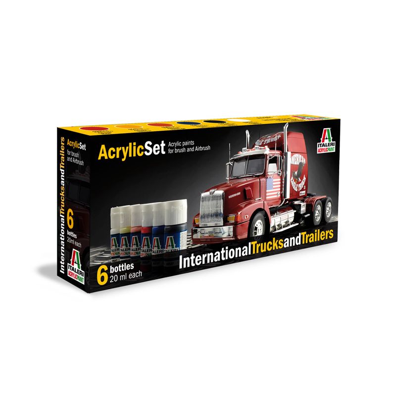 Italeri 435AP ACRYLIC SET 6db: INTERNATIONAL TRUCKS & TRAILERS akril makett festék